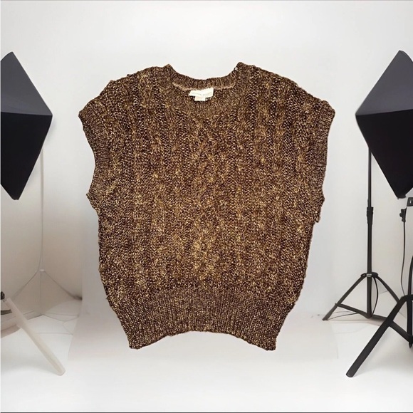 John Meyer Sweaters - Vintage John Meyer Womens Sweater Vest Tank Top Sz Pet Medium Brown Cable Knit